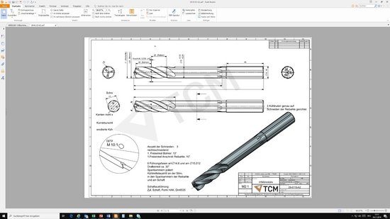 TCM 3D刀具设计：特种硬合金阶段扩孔钻，涂层，带内置冷液通道和刀柄冷液槽，以及加长的作用半径